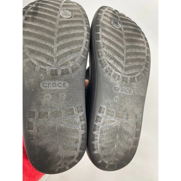 Crocs sloane embellished women's 7 black thong flip flop bling Slide Detail - Picture 5 of 5